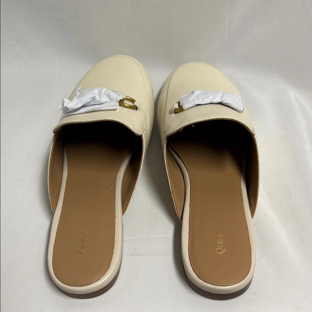 Quince Italian Leather Horsebit Loafer Mule Bone Size 10.5 New - Picture 4 of 5